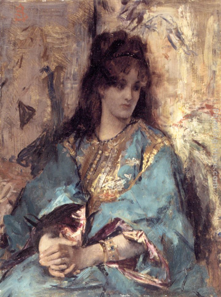 A Woman Seated in Oriental Dress painting - Alfred Stevens A Woman Seated in Oriental Dress art painting